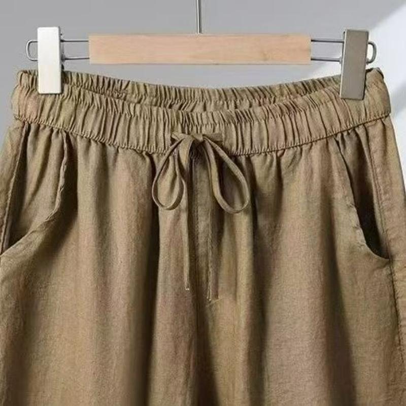 Cotton and Linen Wide-leg Pants Women's Zen Clothes Autumn High Waist Drape Cotton and Linen Nine-point Pants Plus Size Casual Pants