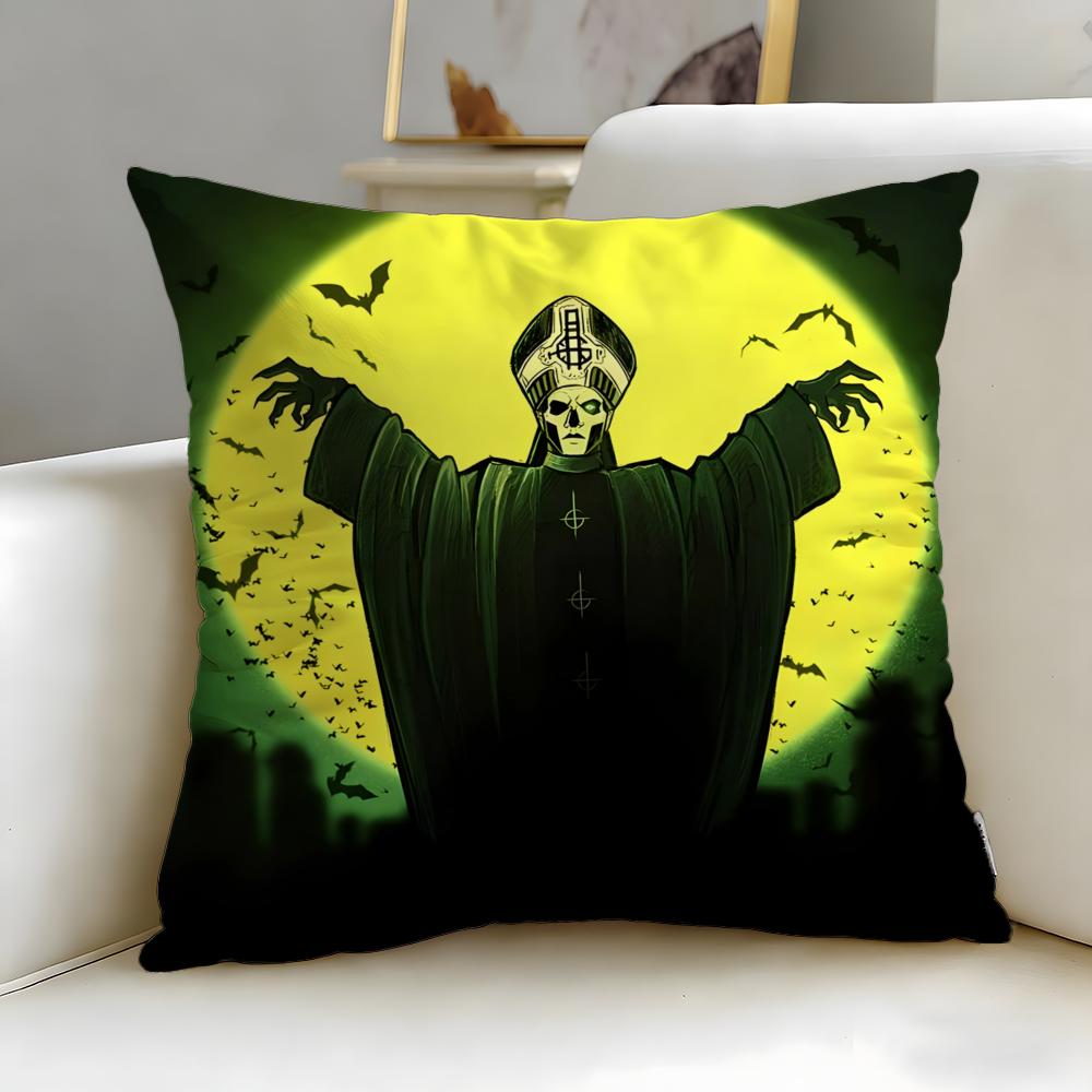 Classic Band Ghost Cushion Cover Soft  EasyWash Pillow Case  Versatile for Couch Bed Travel and Office
