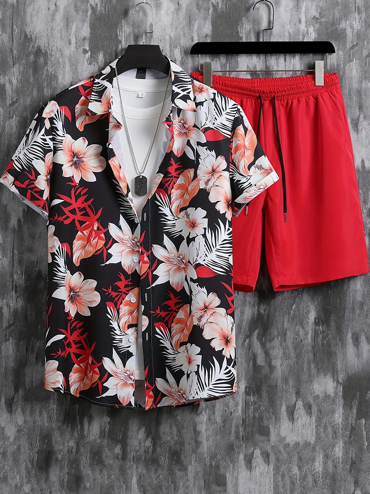 Hawaiian Coconut 3D Printed Men's Clothing Shirt Summer Short-sleeved Top Beach Shorts Two-piece Casual Vacation Casual Sets