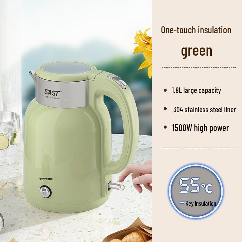 SAST Digital Thermostatic Electric Kettle with Automatic Keep Warm Feature, 304 Stainless Steel, Faux Leather Finish, Ideal Gift.