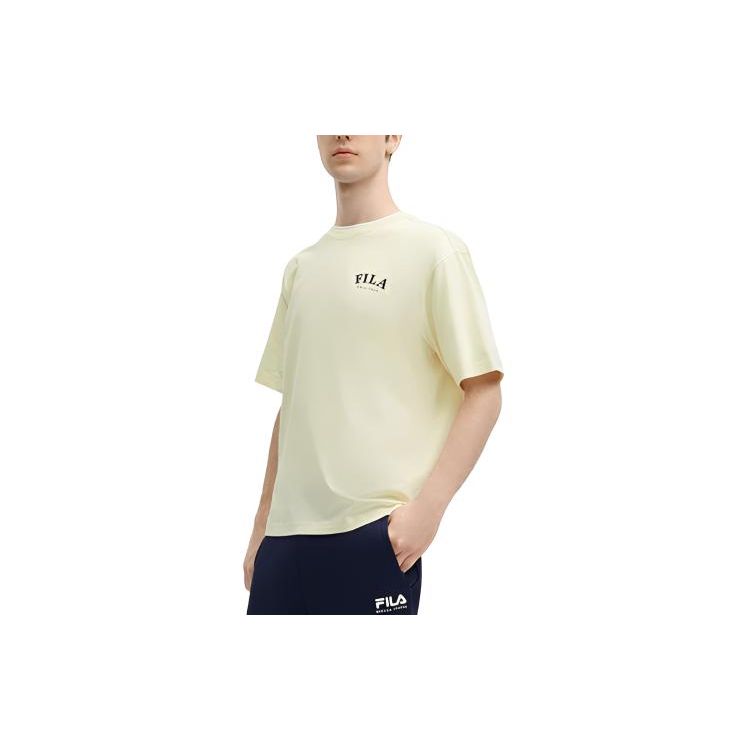 

FILA Colorful Versatile Casual Loose Short Sleeve T-Shirt Unisex Tops Cheese-White F51U419101FIV XS