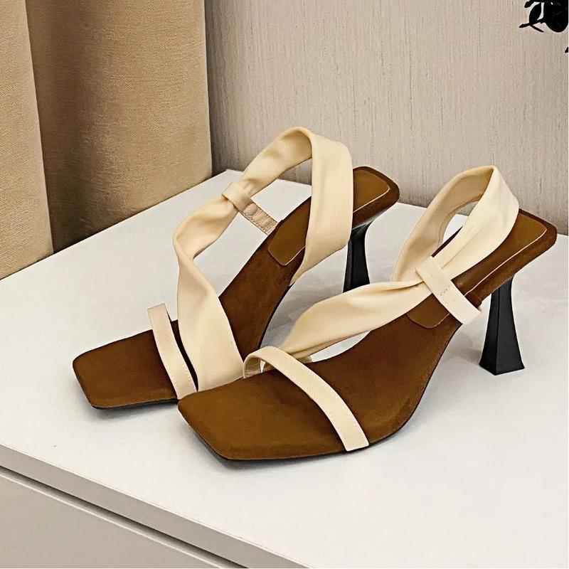 Summer Women's High Heel Sandals Square Head Fashionable Stilettos Sexy Versatile Sandals
