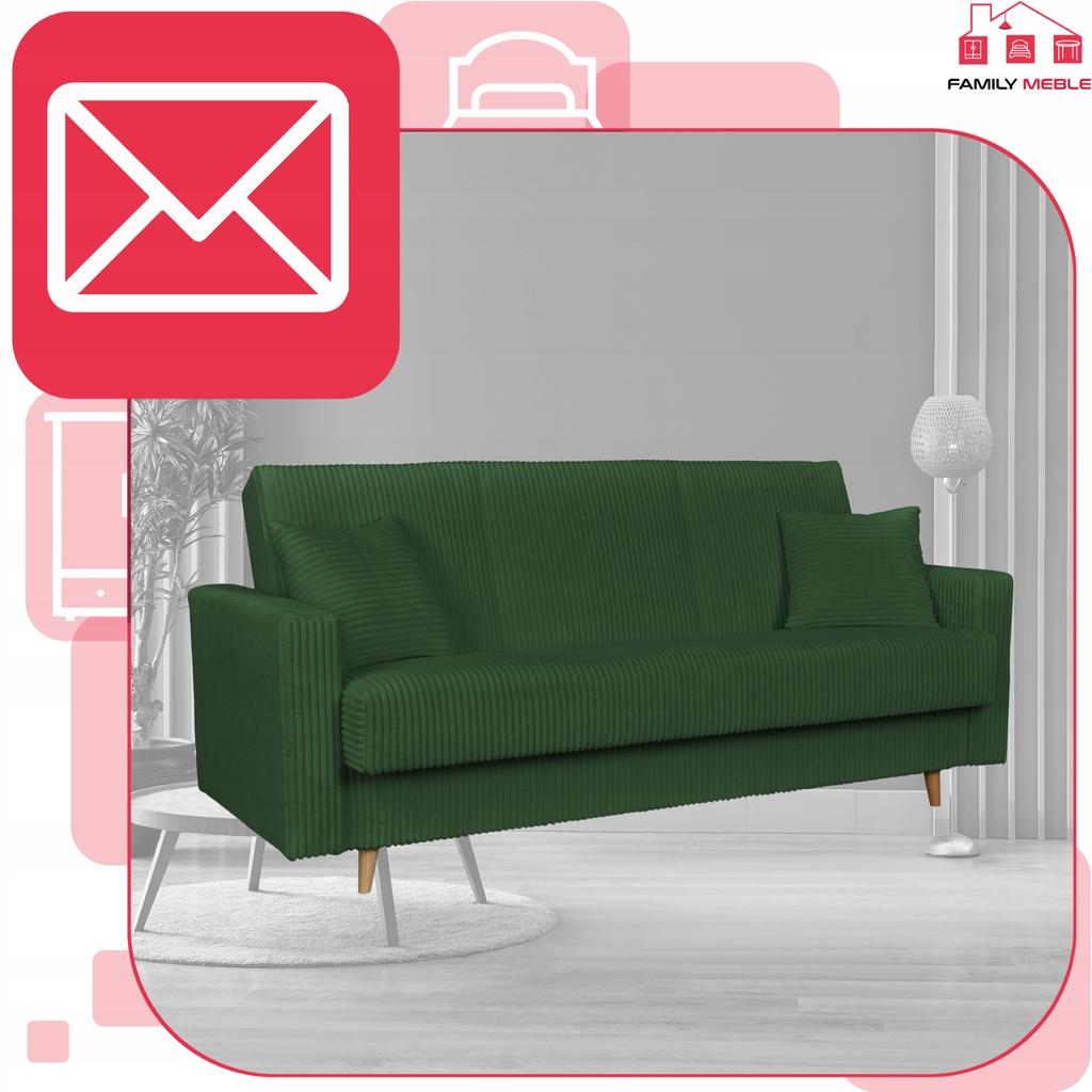 Sofa Bed Rene Sofa Bed with Storage Family Meble Corduroy Green