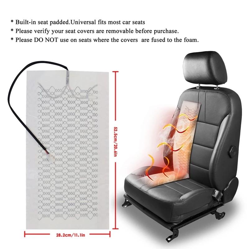Universal Built -in Car Seat Heater Kit 12V Carbon Fiber Heating Pads Round Switch Cushion Set  Fit For Installing 1 Seat