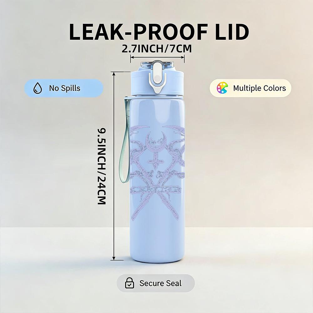 1PC Demon Horn Minimalist Line Art Print 750ml Portable Sports Water Bottle Leakproof Gym Outdoor Travel Drink Cup