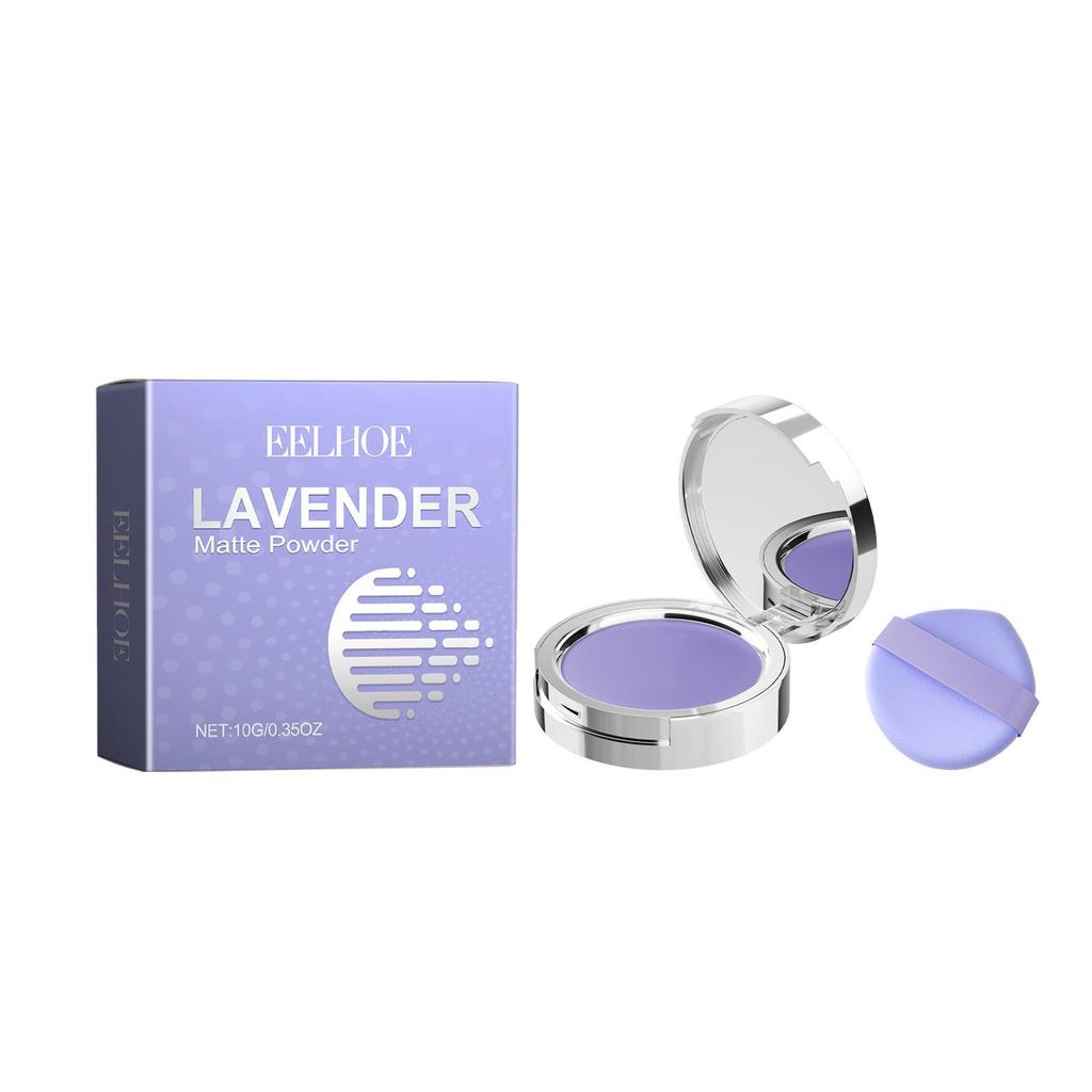 Poudre Matifiante Lavande EELHOE Éclaircissante Contrôle de l'Huile Imperméable Lissante Poudre de Fond de Teint Maquillage avec Houppette Poudre Libre Fixante
