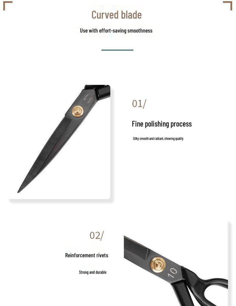 Manganese Steel Tailor’s Fabric Scissors: 8-12 Inch Heavy-Duty Sewing & Crafting Shears for Clothing and Household Use