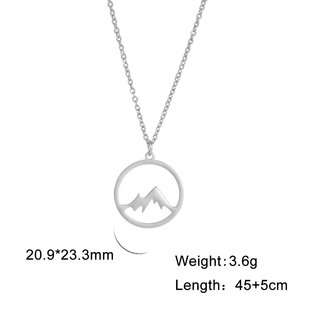 

My Shape Snow Mountain Pendant Necklace for Women Men Stainless Steel Choker Round Hollow Charm Fashion Jewelry Snake Chain