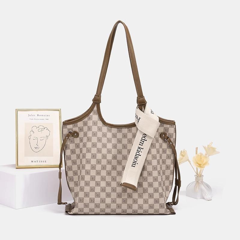 

2025 new retro printed bag, women s versatile commute to work, large-capacity tote bag, fashionable and high-end texture хаки
