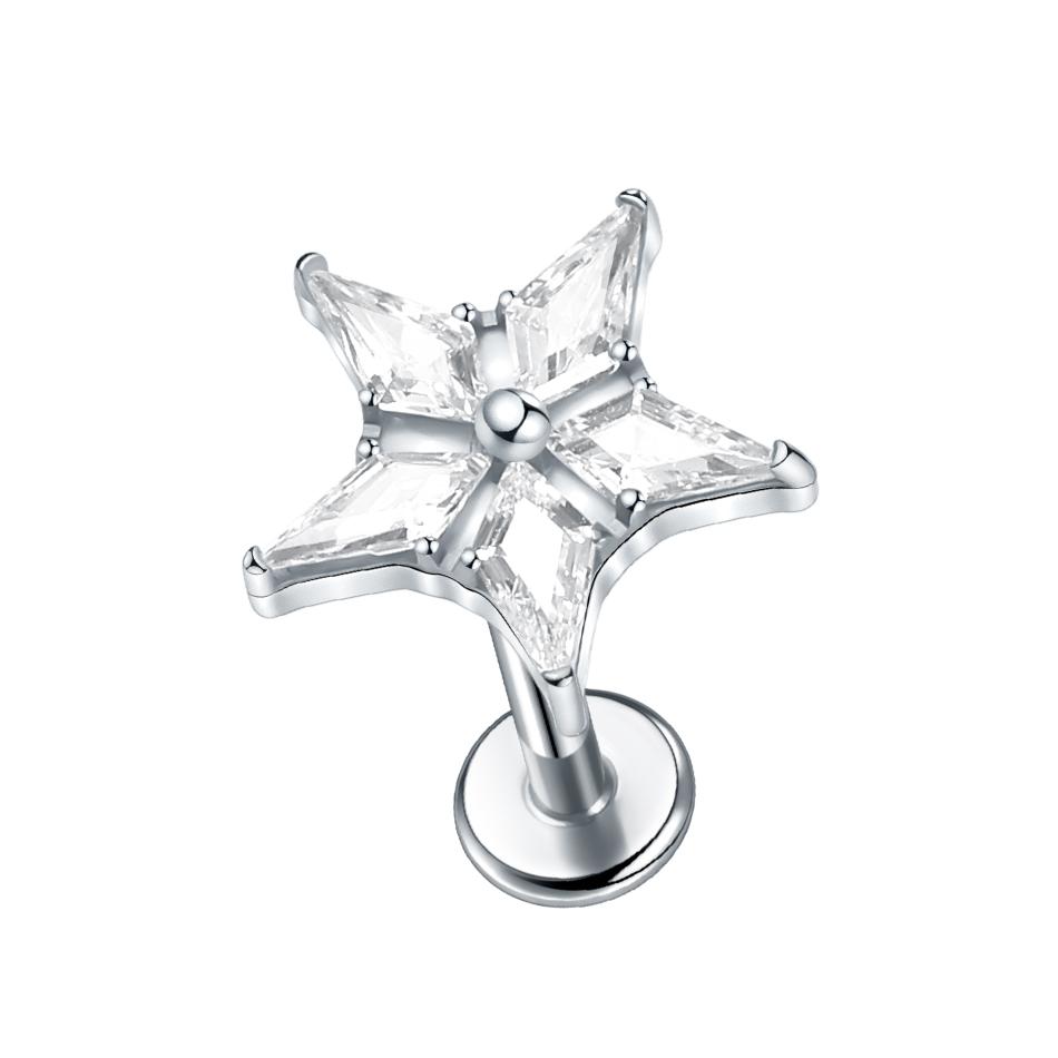 1PC G23 Titanium 16G Marquise Lotus CZ Flower Flat Back Stud Labret Tragus Helix Cartilage Conch Earring Piercings Sexy Jewelry