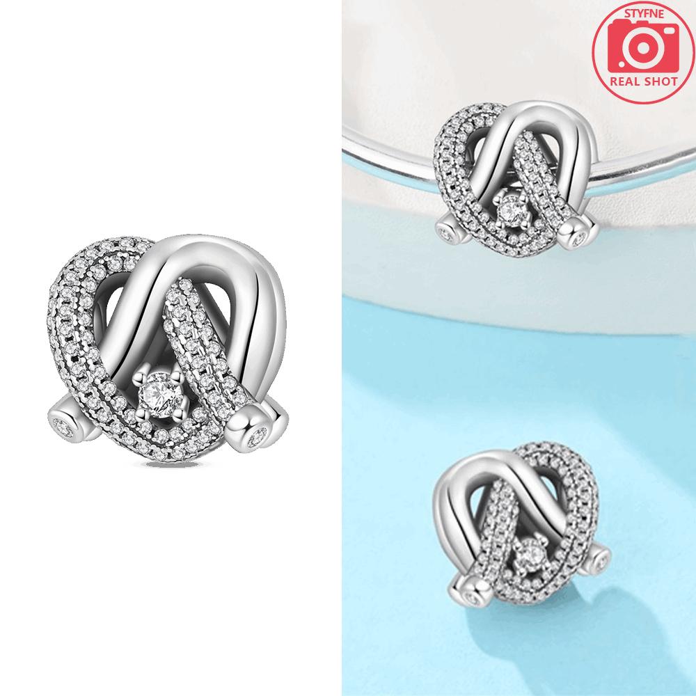 Original Copper Love Heart Hollow Bead Heart Knot Charm Infinite Good Luck Pendant Bead Fit Bracelet Diy Jewelry Gift Making