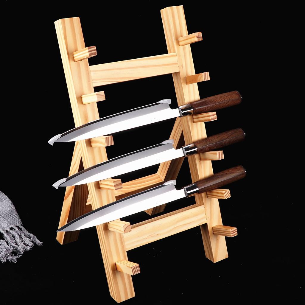Wooden Holder Swinging Knife Rack Wooden Shelf Willow Knife Sushi Chef Tool Japanese Bayonet Wooden Knifes Rest Sushi Bamboo Mat