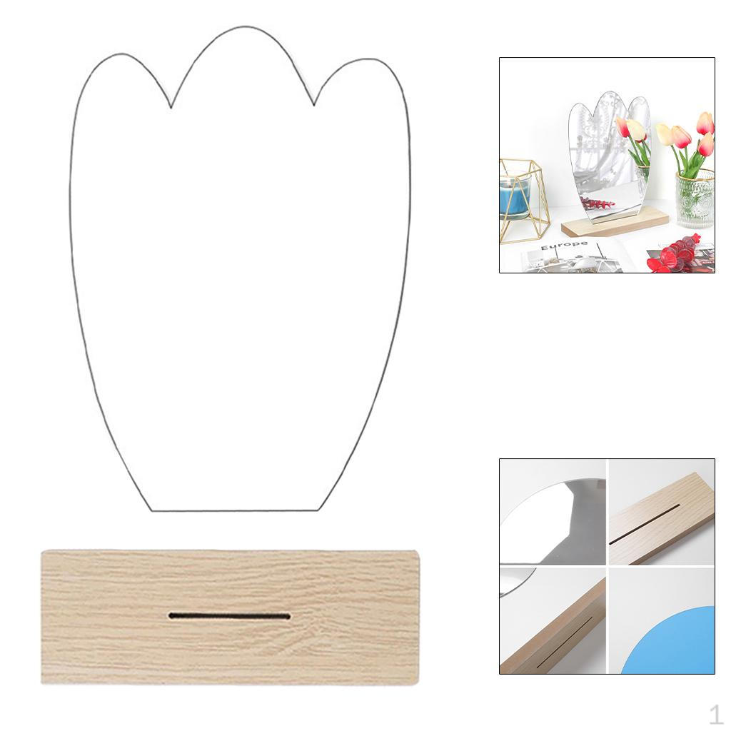 

Decorative Irregular Acrylic Makeup Mirror Desk Wooden Stand Home Decor F