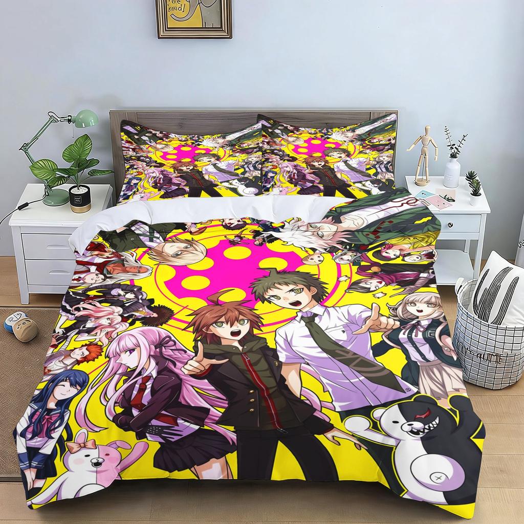 Danganronpa Anime Duvet Cover Set Monokuma Cartoon Bedding Set Quilt Cover Pillowcase Soft Bed Bedroom Decor Home