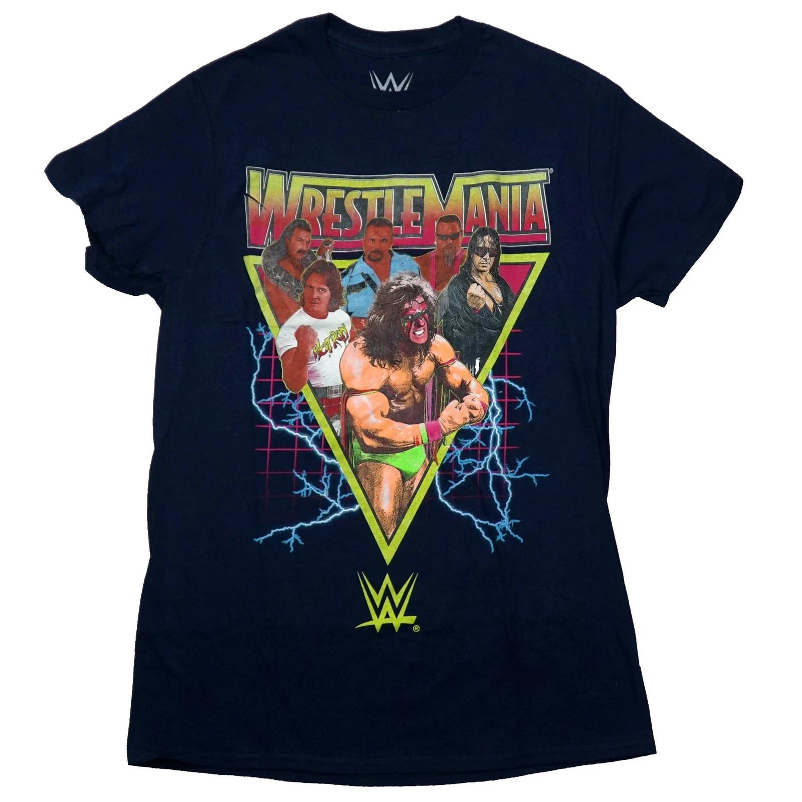 

Wrestlemania 100% Cotton T-shirt Mens Tees Top - Retro 80s Cast in Electrified Triangle New L