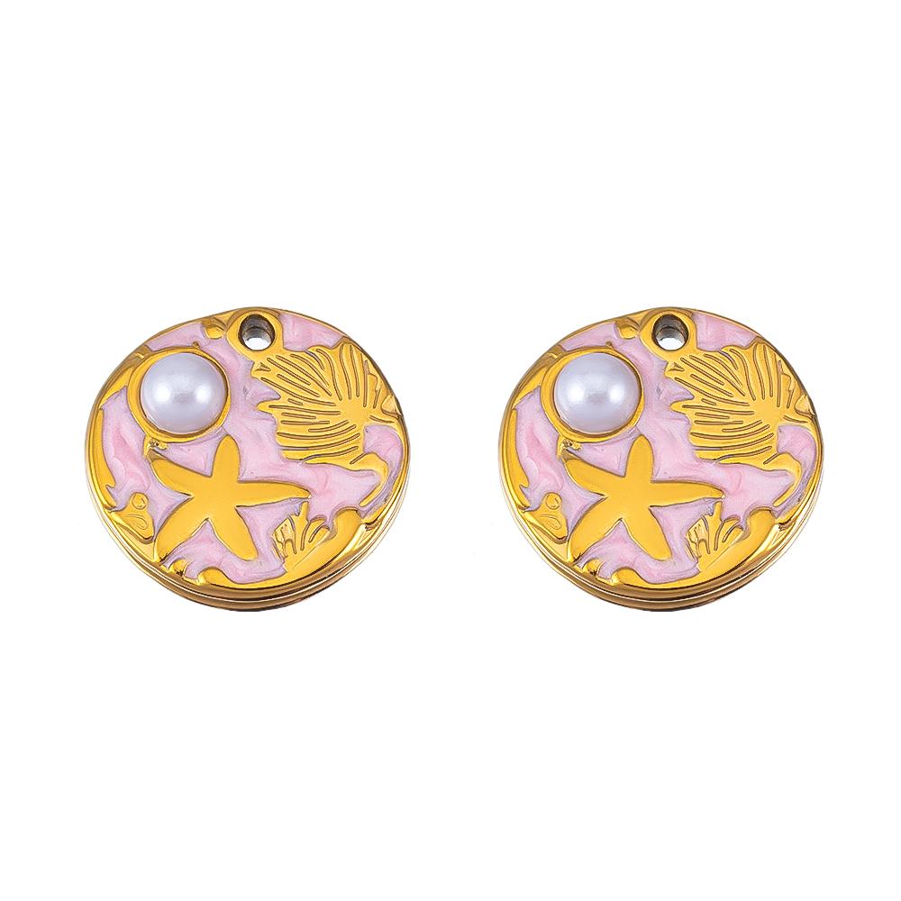 2P Stainless Steel Pendant Series Pink Pendant Multiple Choice Earring Components DIY Necklace Jewelry Accessories