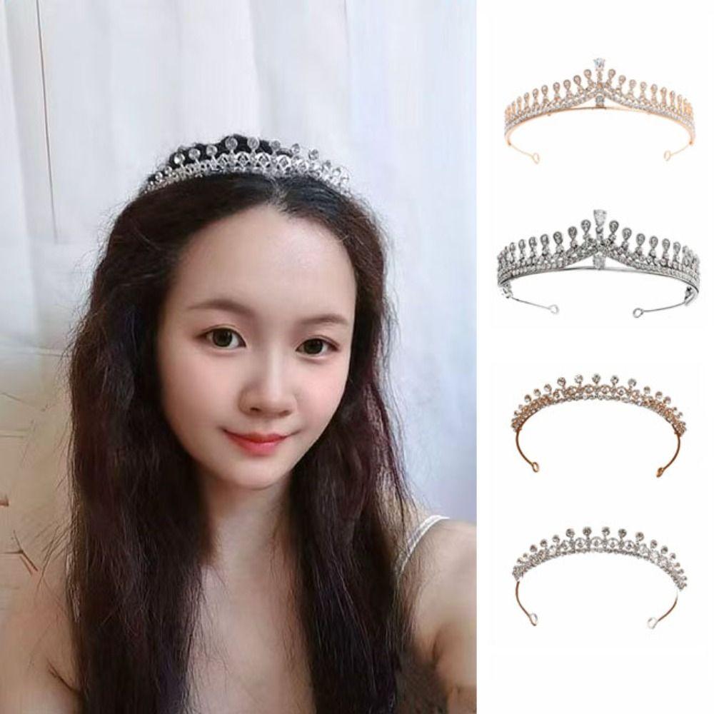 Shiny Wedding Hair Jewelry Hair Jewelry Rhinestone Headband Fashion Princess Tiara  For Birthday
