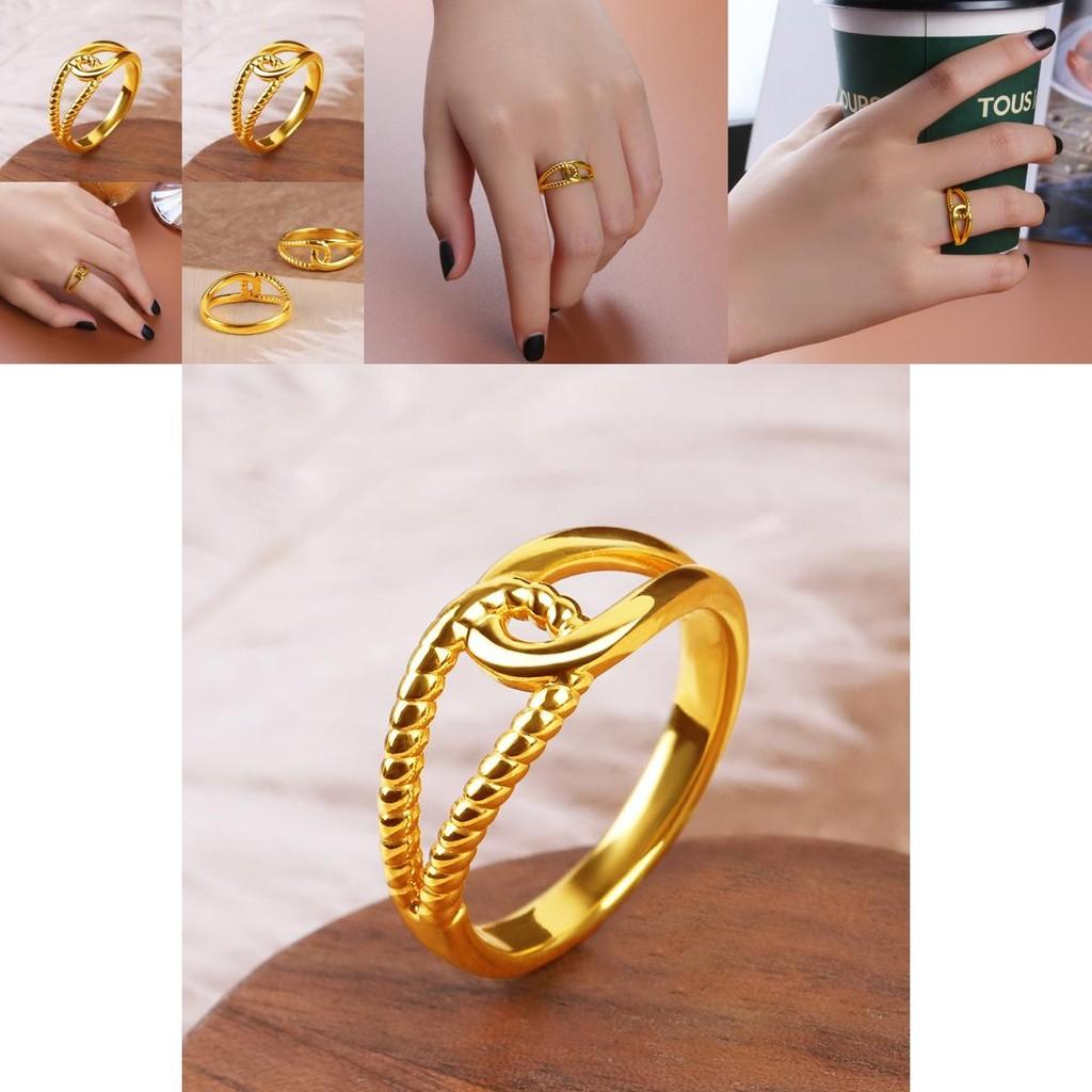 Elegant Adjustable Twist Ring For Couples Crafted From Gold Plated Brass Perfect Gift