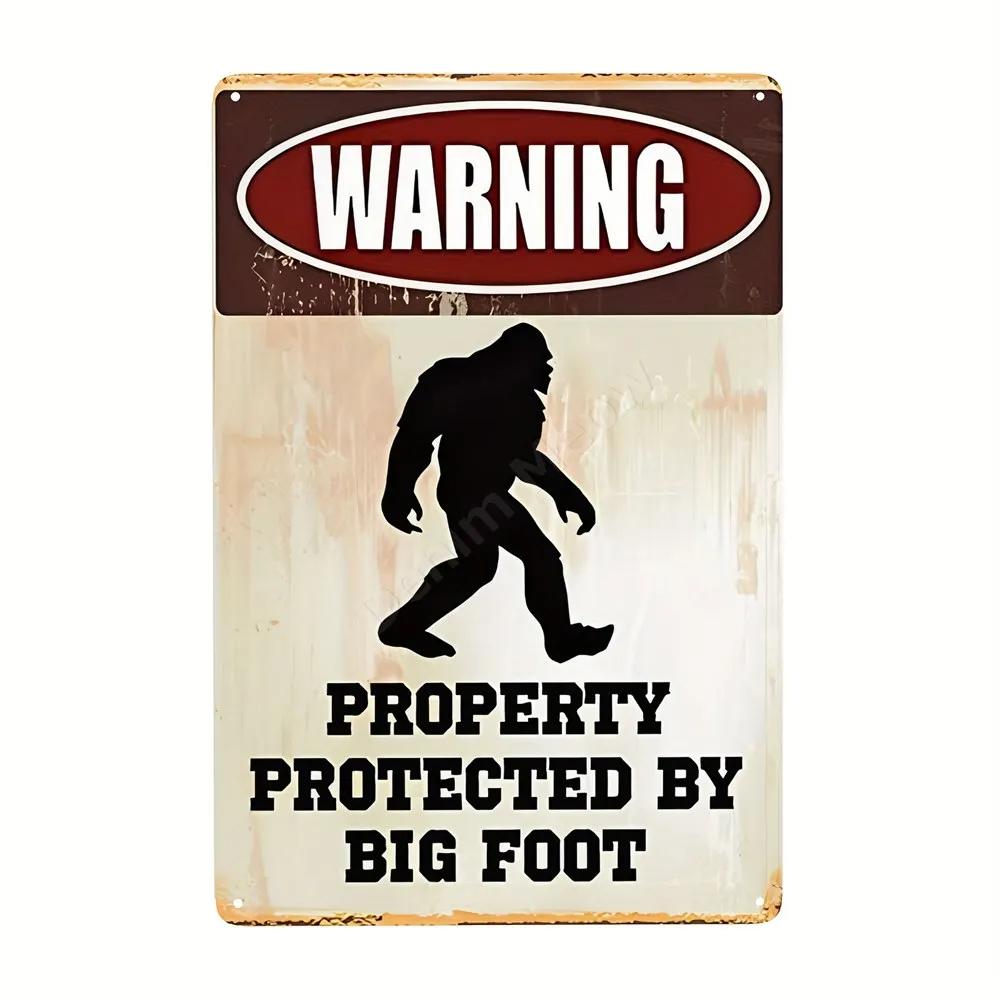 Gorilla Retro Warnschild Bigfoot Lustiges Poster Dekoschild für Zuhause Zimmer Schlafzimmer Toilette Café Bar Außenwanddeko Geschenk