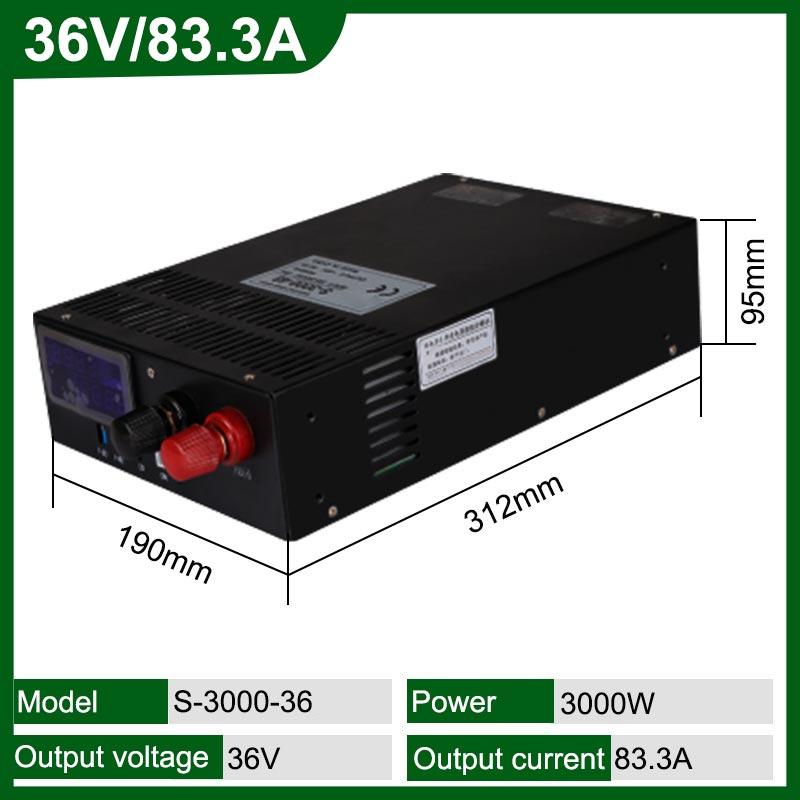 1000W 1500W 2000W 3000W High Power Switching Power Supply 220V to 12V 24V 36V 48V AC Supply Adjustable With Display Transformer