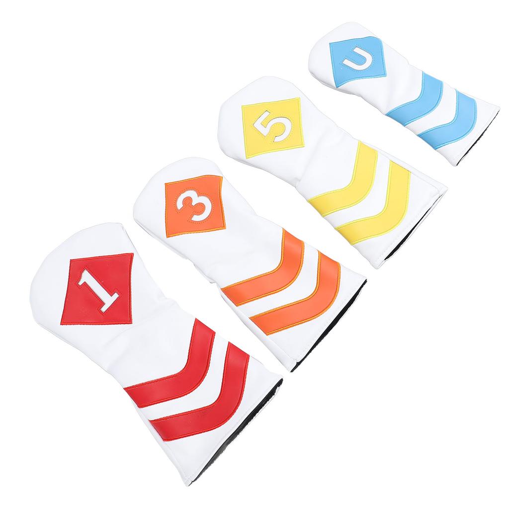 4 Stück Schlägerhauben Fairway Headcovers PU Leder Driver Headcovers Putterhauben Set für Herren