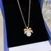 18K Gold Titanium Rhombus Clavicle Chain Necklace - Women’s Trendy Geometric Choker Pendant