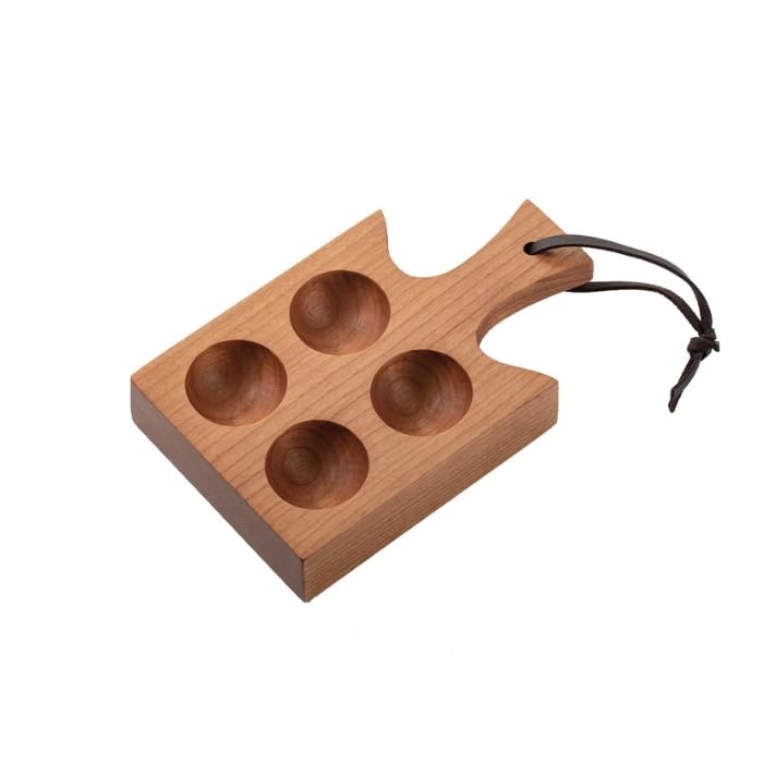 HOSHINOTORI Egg Holder, Solid Wood, Natural Wood, with Handle, Egg Tray, Egg Stand, Egg Holder, Egg Cup, Egg Storage, Stylish, Cute, Nordic Style, for
