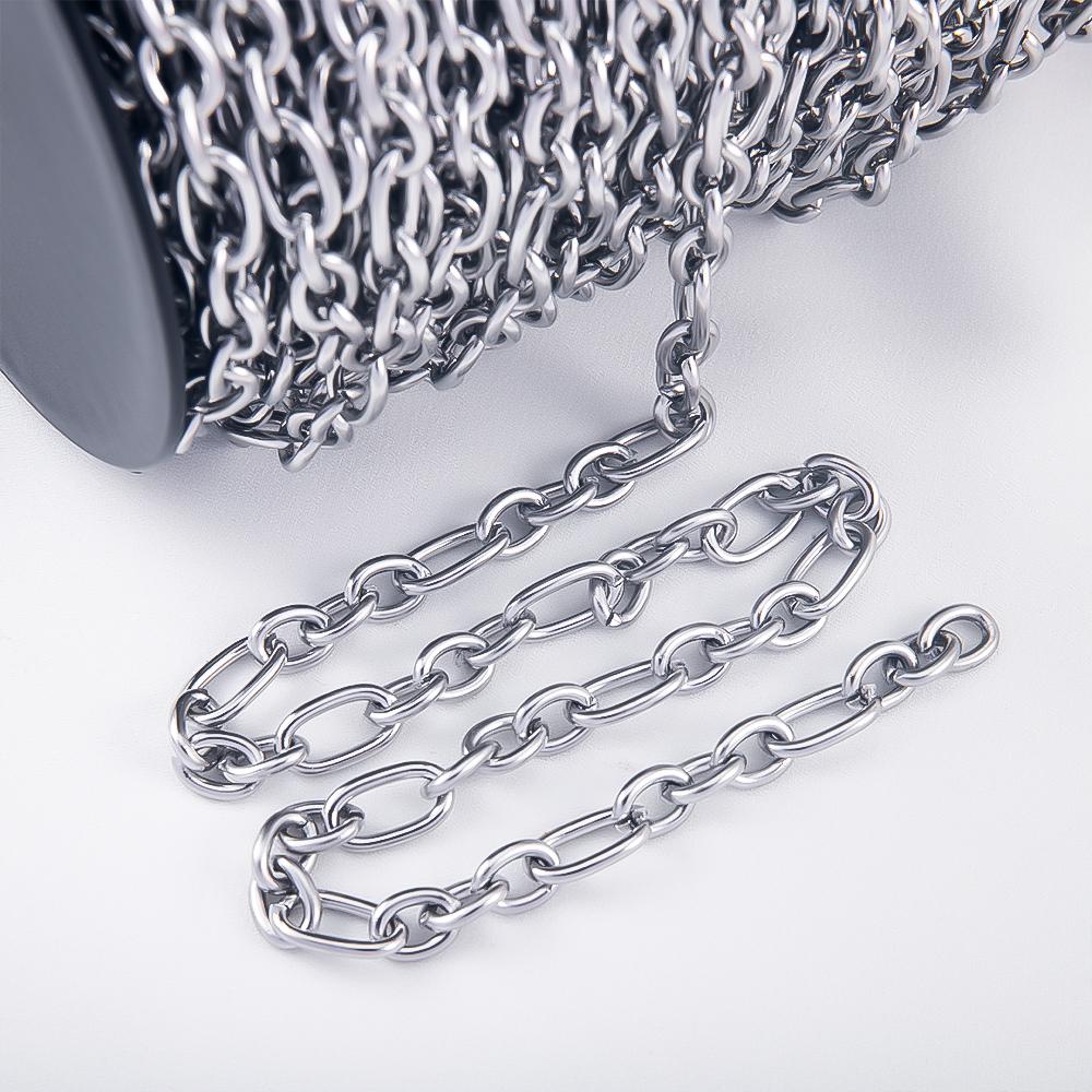 0.5M 1M Open Circle Cross Round Ring Necklace Chain Stainless Steel Link Chains DIY Women Bracelets Jewelry Making Body Chain