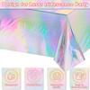 1-10PCS Disco Style Metallic Tablecloth - Laser Printed Rainbow Pattern on PE Material, Ideal for Birthday & Event Decorations