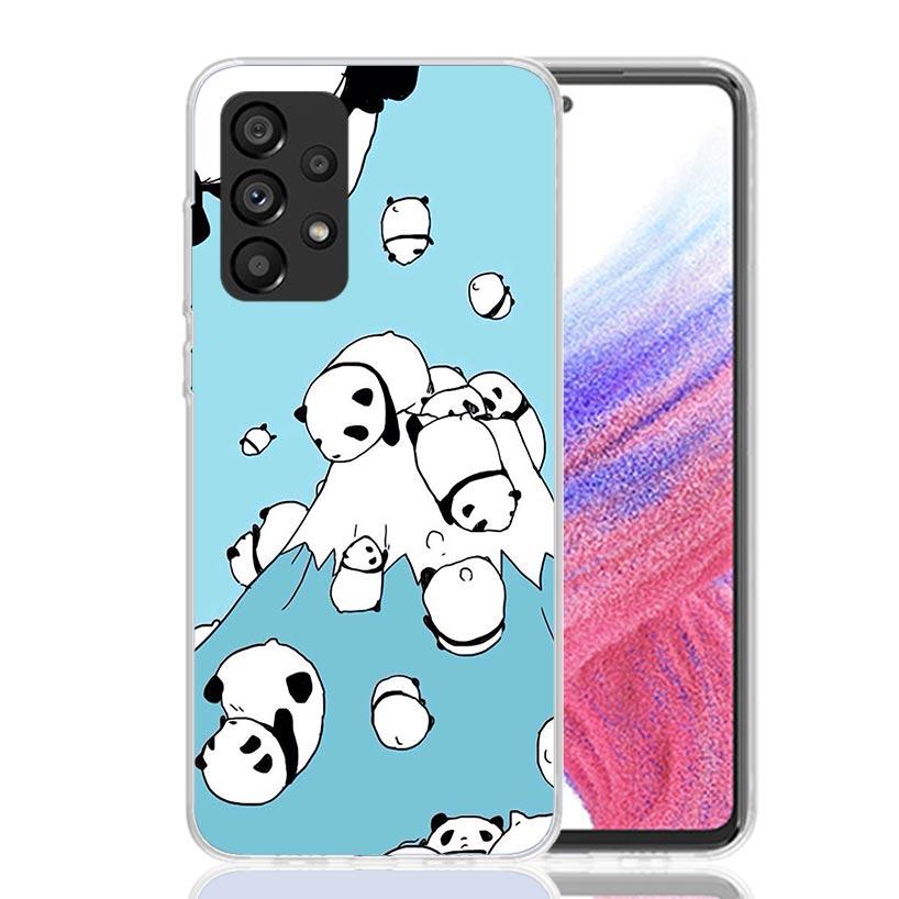 Cartoon Cute Panda Bear Phone Case For Samsung Galaxy A13 A14 A15 A16 A53 A54 A55 A56 A33 A34 A35 A36 A23 A24 A25 A26 A05S A04S