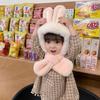 New Rabbit Ears Children's Hat and Scarf All In One Hat Warm Ear Protection Plus Plush Baby Plush Scarf Hat