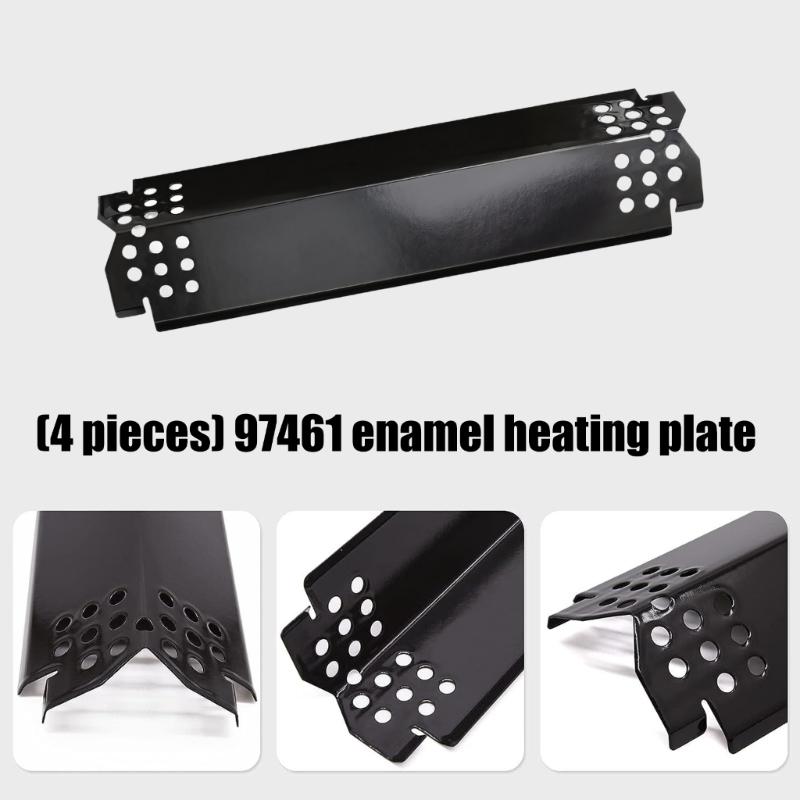 Porcelain-Coated Steel Heat Plate Replacement for 97461, Four-Piece Barbecue Part Set for Cooking Zone Heat Balance and Routine Equipment Care