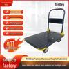 Reinforced Gray Folding Hand Push Flatbed Cart - Silent Heavy-Duty Design