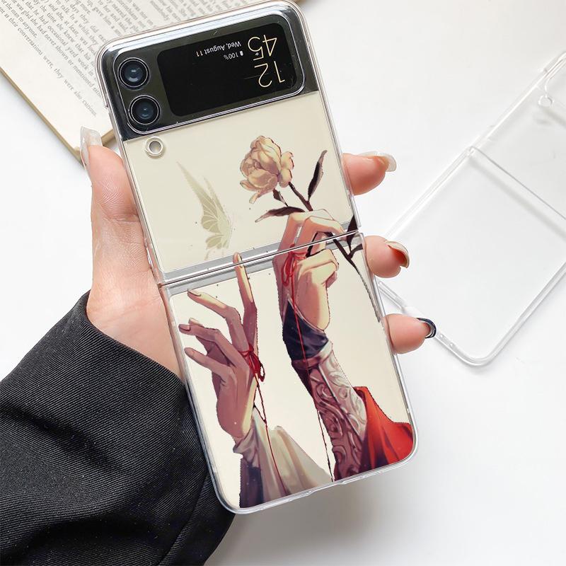 

Phone Case For Samsung GalaxyZ Flip 4 5 Fold Clear Hard PC Shell Heaven Official s Blessing For Samsung Z Flip 3 Cover Bumper Galaxy Z Flip 4
