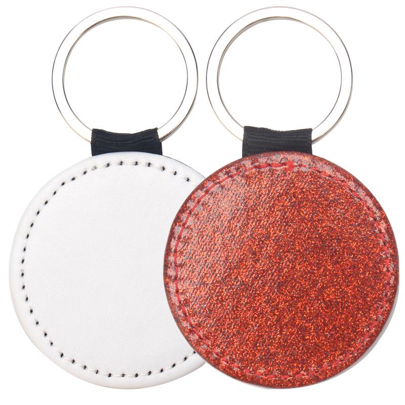 

Shiny Glitter Heat Transfer Keychain - Round Logo Image Pendant
