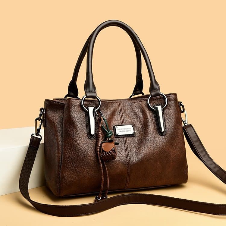 

Soft leather portable crossbody bag casual shoulder bag темно-коричневого кольору