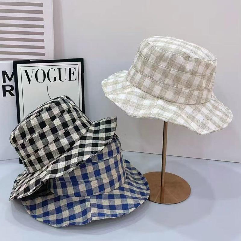 New linen plaid series high-quality trendy summer classic versatile casual shopping visor