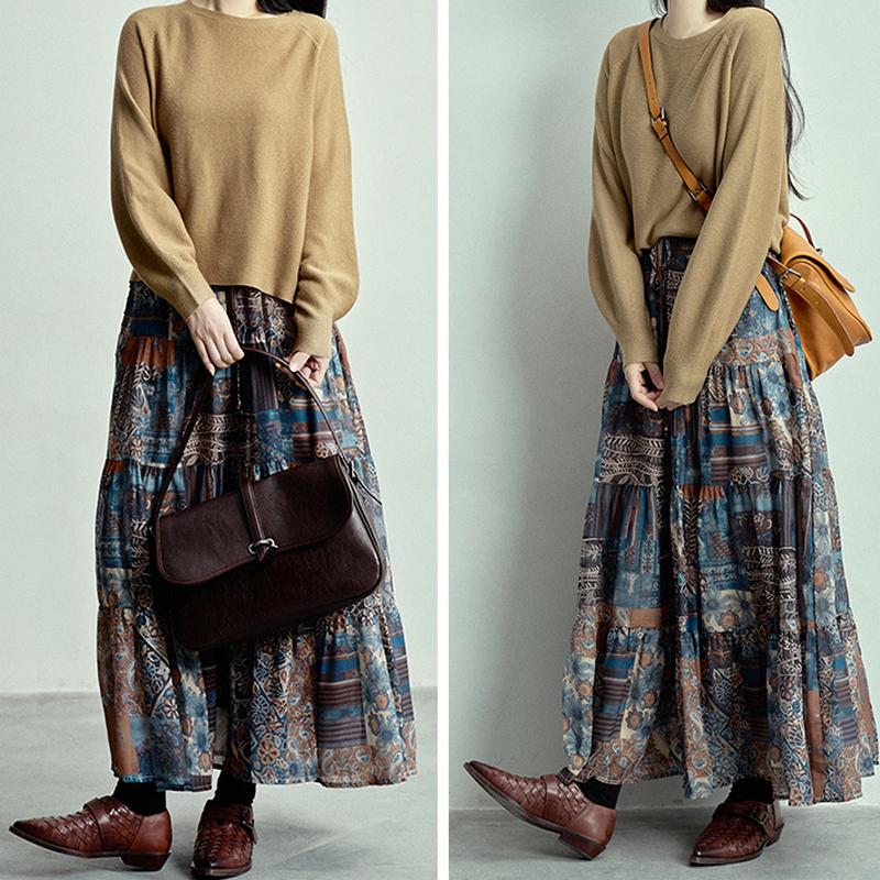 Dimanaf 2025 Summer Women New Skirts Flower Retro Elastic Elegant White Pleated Skirts High Waist