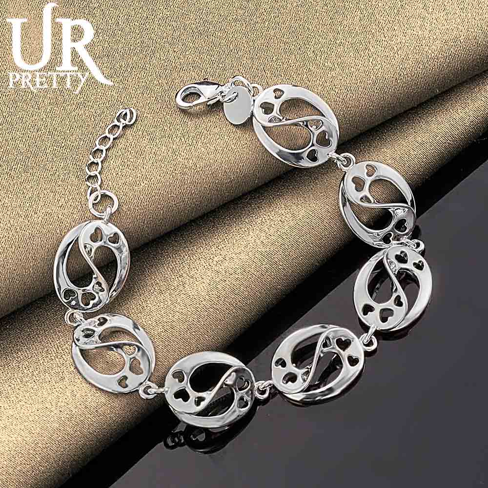 925 Sterling Silver Heart Bracelet Fashionable Wedding Jewelry