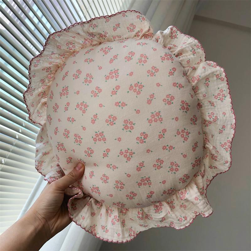 Подушка из хлопка в скандинавском стиле с оборками, маленькая, свежая, цветочная, с милыми оборками, мягкая подушка для стула, дома, дивана, кровати, автомобиля, подушка для талии, декор