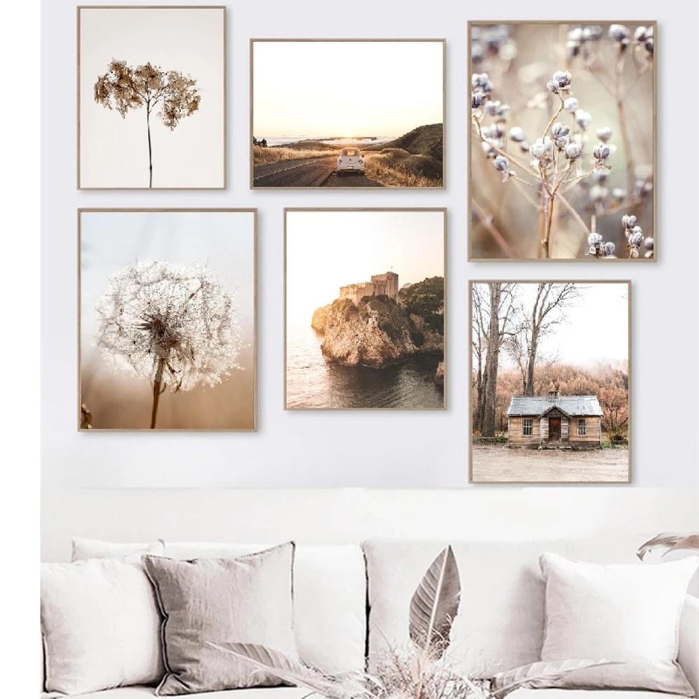 Reed Landscape Dandelion Elk Canvas Poster Nordic Style Wall Art Print Canvas Painting for Living Room Bedroom Pictures Decor