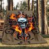 1pc Gothic Skull Design Print Outdoor Blanket, Lightweight Polyester,