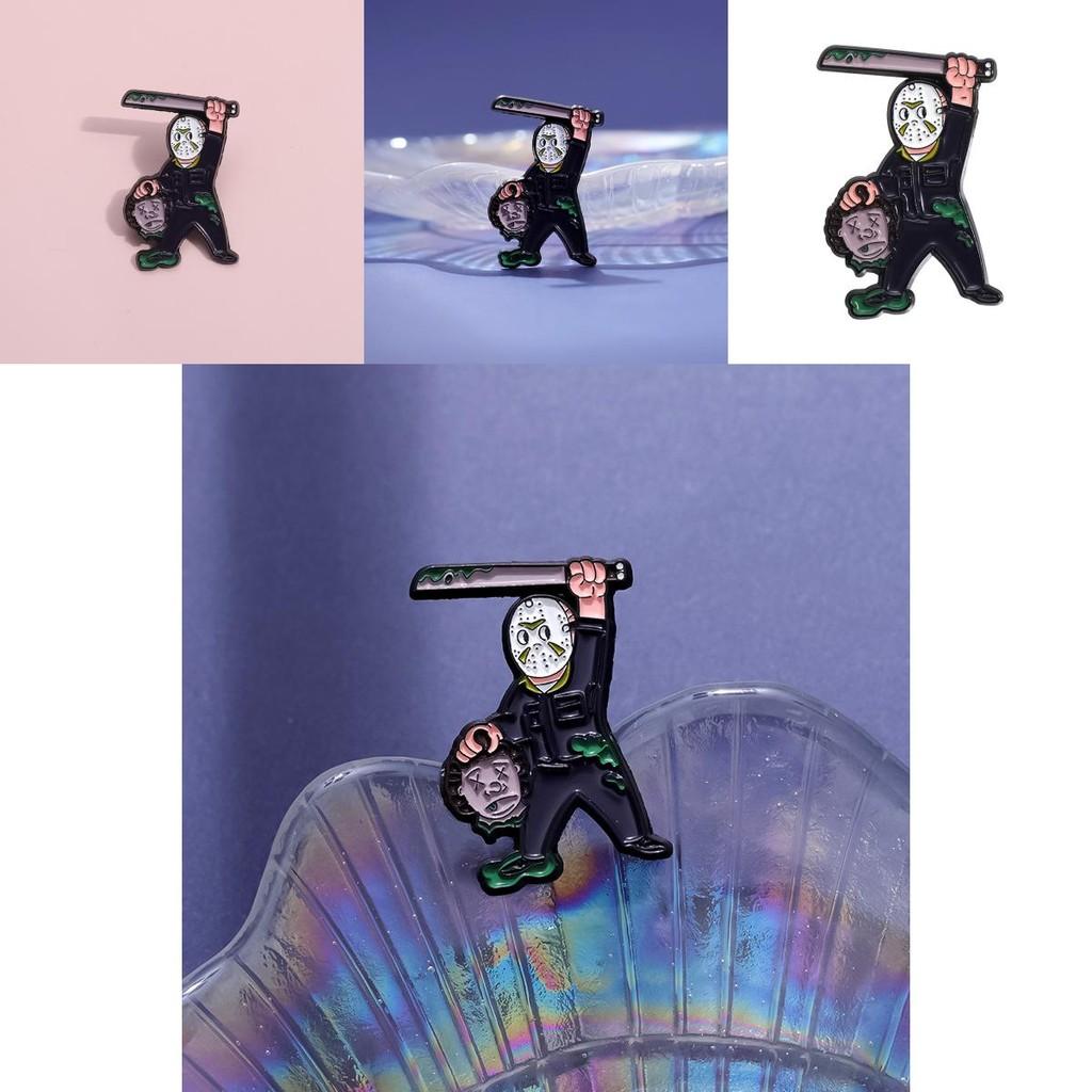 Alloy Stylish Brooch Of Jason Horror Icon Perfect For Collectors And Fashion Enthusiasts