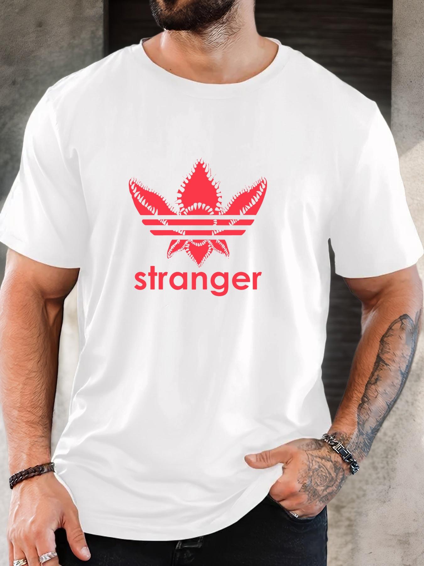 Men S Stranger Graphic Casual Crew Neck Short-Sleeve Tee L
