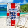 England Football Crest Printed Beach Towel, Super Soft Microfiber, Perfect Gift Birthday, for Pool, Beach, Travel, for family and friends