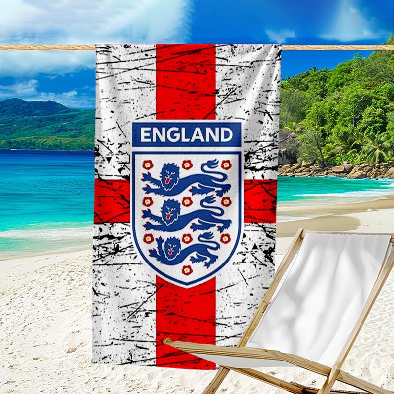 England Football Crest Printed Beach Towel, Super Soft Microfiber, Perfect Gift Birthday, for Pool, Beach, Travel, for family and friends