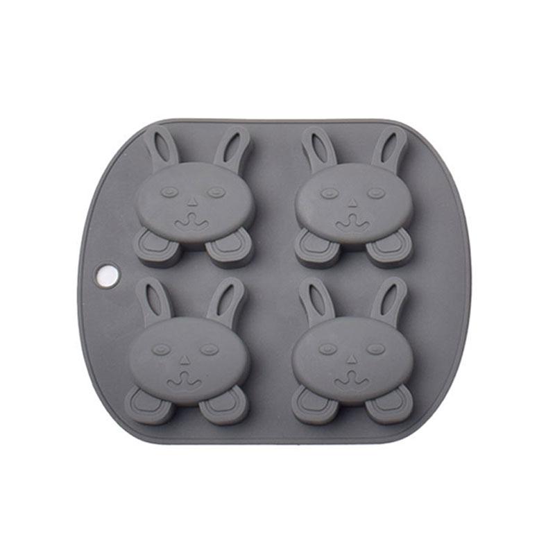 4 Rabbit Silicone Mold Biscuit Chocolate Mold DIY Cartoon Rabbit Pudding Ice Grid Baking Drip Mold
