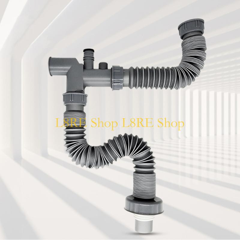 L8RE Flexible Sink Drain Pipe with Adapter Expandable Drain Tubing Pipe for Kitchen Sink Drain & Garbage Disposal