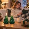Indoor Holiday Lighting Christmas Tree Candles, Flameless LED Flickering Wax Candles with Remote Control, Battery Operated Realistic Pine Decor