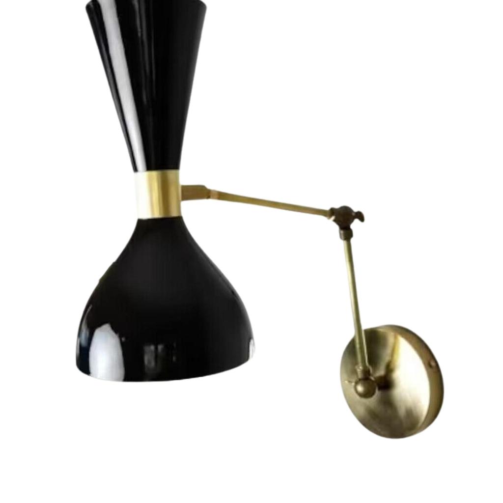 1950 Italian Modern Brass Vanity Light Wall Scone Light Fixture Pair of Scone